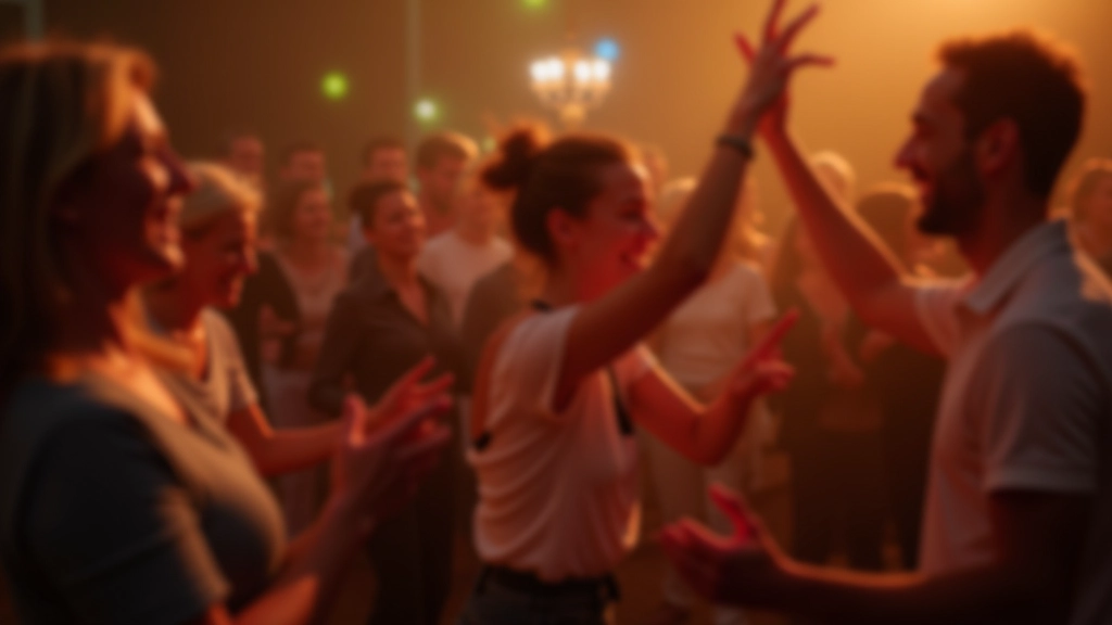 Diverse group of adults enjoying a dance social evening together